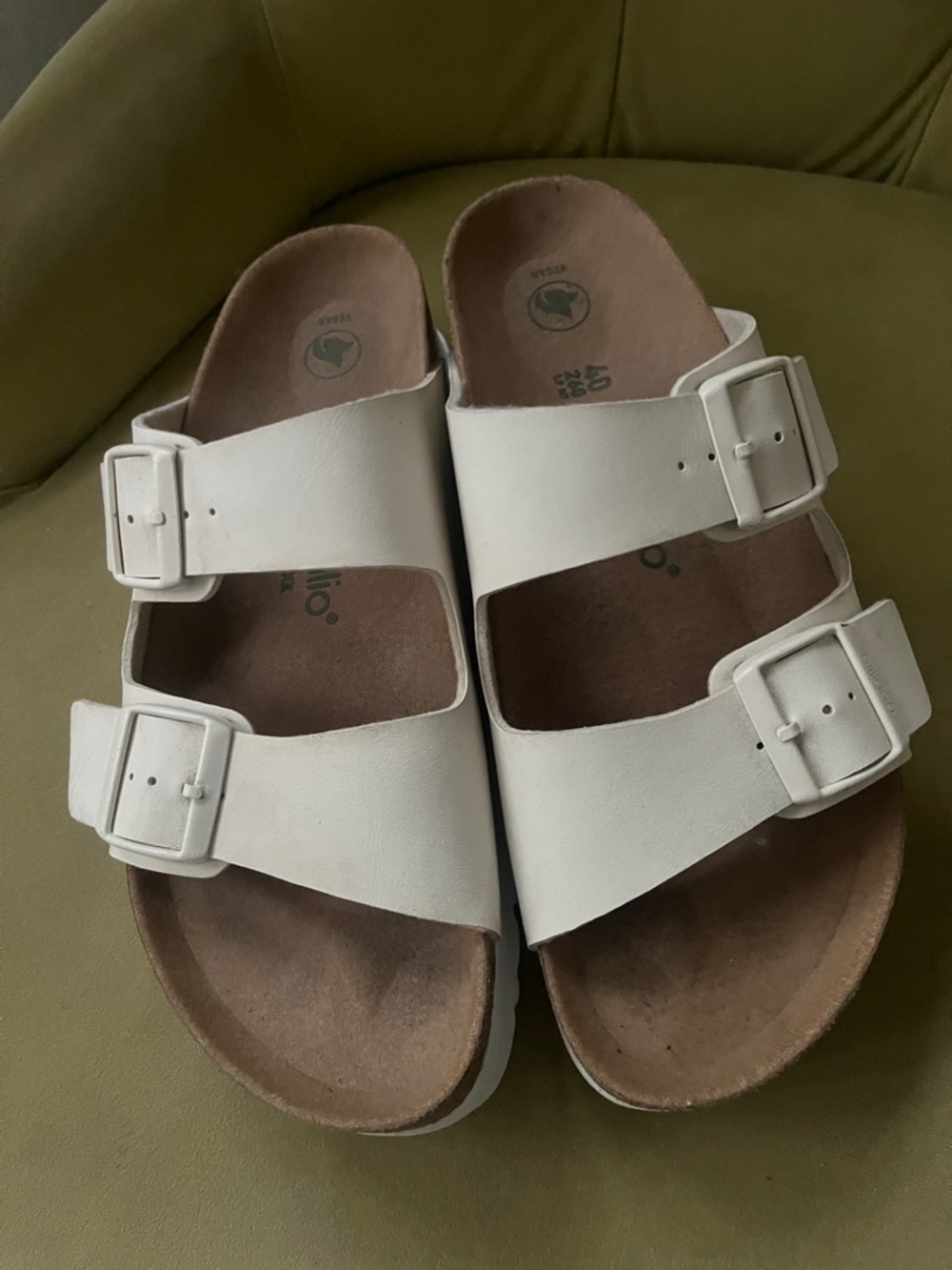 Birkenstock White Two-Strap Arizona Sandals